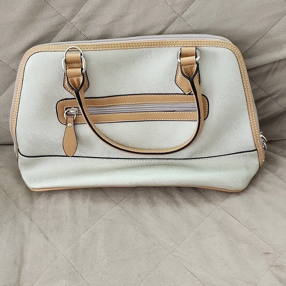 Giani Bernini satchel bag double straps neutral faux leather full zip